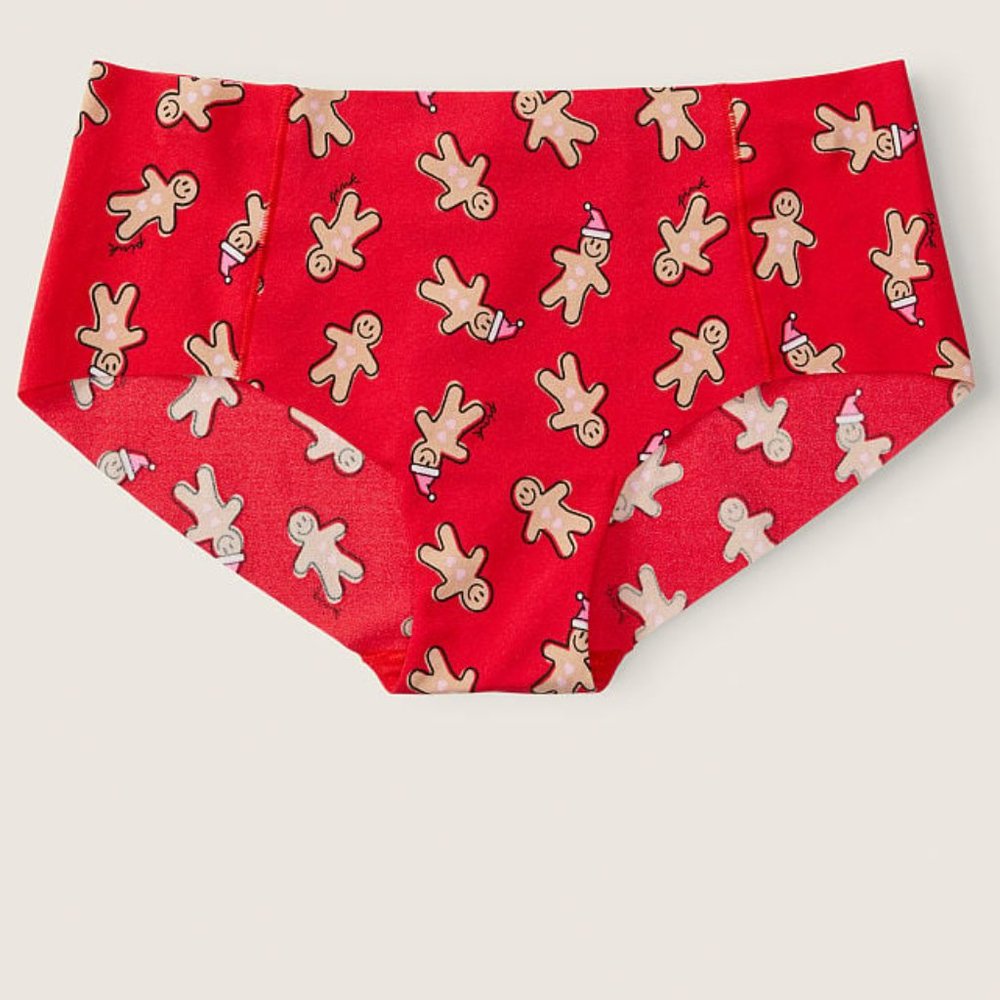 🤶🎄⛄️Gingerbread Men Christmas Panty VS PINK NO-SHOW HIPSTER PANTY X-Mas NWT